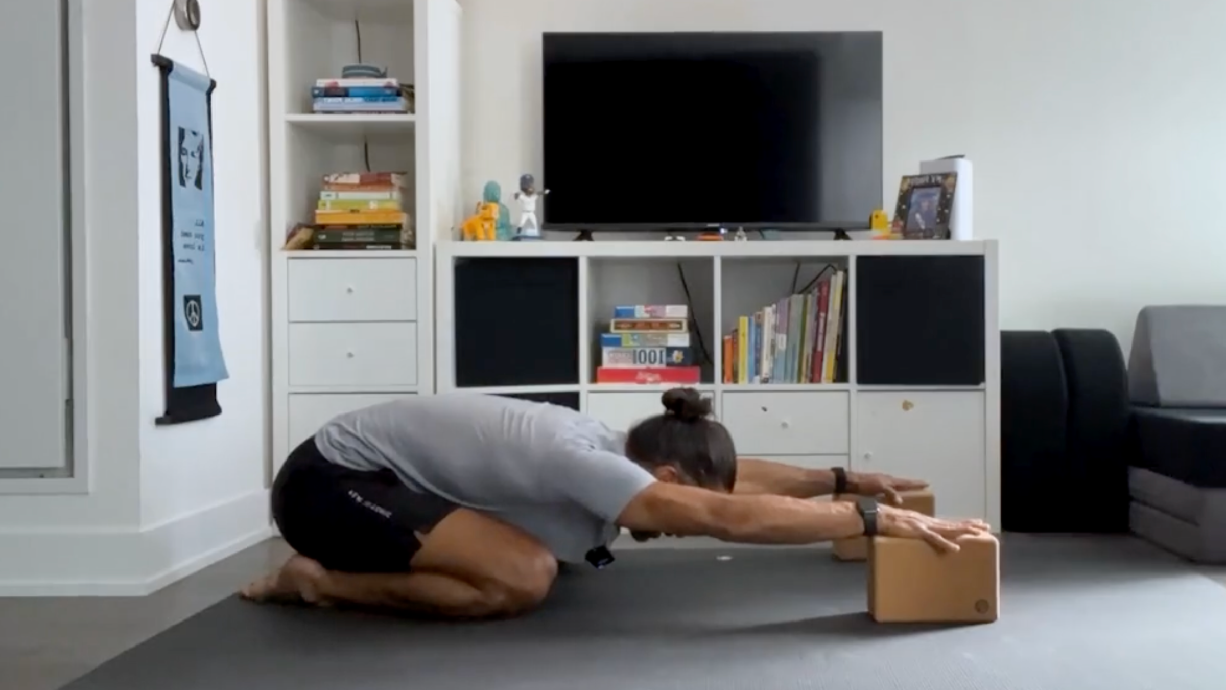 Yoga teacher Jaffer Hussain in Child's Pose, Balasana in Sanskrit
